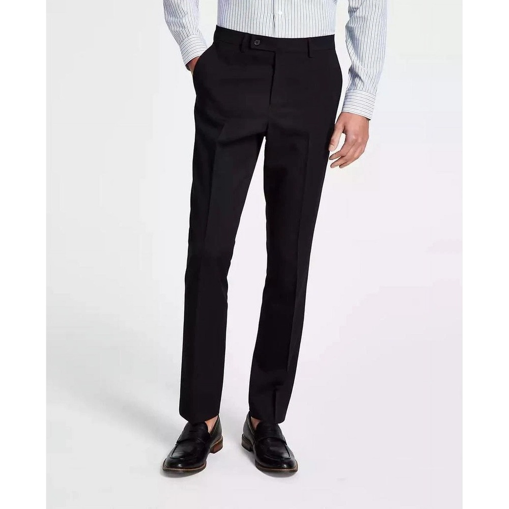DKNY Dress Pants Mens 34x29 Black Slim Fit Flat Front Trousers